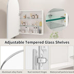 Bathroom Medicine Cabinet with Mirror Silver,Arched Wall Mounted Bathroom Cabinet with Mirror,Vanity Mirror with Storage,Mirrored Cabinet with Adjustable Shelves,Not Recessed,20x32 Inch