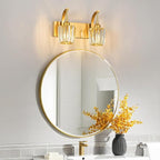 FDPBY Modern Bathroom Vanity Light, 2-Light Gold Wall Sconce with Crystal Accents, Over Mirror Bathroom Lighting Fixture, 13.77" Long Dimmable Vanity Lamp for Makeup, Easy Installation