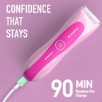 BAREWIZE Bikini Trimmer for Women, Electric Shaver for Women | LED Light, IPX7 Waterproof, USB-C Rechargeable, Ceramic Blade | Electric Razors for Women, Pubic Hair Trimmer Women (Petal Bonbon)