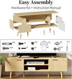 YLGJ&TIDY Modern Wood TV Stand Up to 60'',Universal Entertainment Center with 3-Tier Shelves,TV Console with Cabinets Storage,Wood Frame Television Stand (Oak)