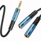 Tisino Headphone Splitter 3.5mm, Aux Splitter 2 Female to 1 Male, 3.5mm TRS Audio Adapter Cable Compatible with PS4/5, Xbox, Nintendo Switch, PC Gaming Headsets, Phone, Tablet, Laptop(0.3m/1FT)