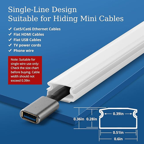 136in Cord Hider for Wall Mount TV, White Wire Covers for 1 Mini Cords, YCLYC 8Pack Cable Hider Kit, Paintable Power Wall Cord Cover, Wire Hiders for TV on Wall Cable Raceway - L17in W0.6in H0.36in