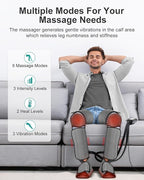 Nekteck Leg Massager for Circulation and Pain Relief, Air Compression Foot Calf Thigh Massager with 2 Heat and 3 Vibration Functions, 6 Modes 3 Intensities, Help for Muscles Relaxation