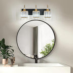 BBLLWJ Modern Bathroom Vanity Light 3-Light Black and Gold Crystal Light Fixtures Over Mirror for Bathroom Wall Sconce