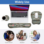 Mouse Pad Wrist Support and Keyboard Wrist Rest Set with Coasters, Inspirational Quote Stay Positive Work Hard and Make It Happen Non-Slip PU Base Ergonomic Mousepad for Home Office Working Studying