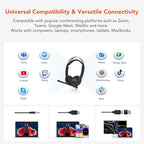 NUROUM HP11SU USB Headset with Microphone for PC, Single-Ear Headphones with ENC Boom Mic, Wired Computer Headset with Inline Control, USB A/Type-C/3.5mm for Work/Home Office/Call Center Zoom/Teams