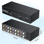 BolAAzuL RCA Switch Splitter 4 in 2 Out - Composite Video L/R Audio Selector Box 4X2, 4-Way RCA Switcher - 4 Port AV Splitter Selector Switch - for Wii PS2 Xbox DVD STB HDTV