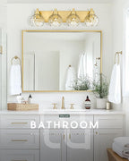 METWET Bathroom Light Fixtures Over Mirror, 26" Brushed Gold Bathroom Vanity Light with Clear Hammered Glass Globe Shade, 4-Light Modern Sconces Wall Lighting, VL200-BG-CL-4
