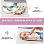 Gaming Mouse Pad, Large Desk Mat, Cute Desk Pad Protector, 4in1 XXL Mousepad + Keyboard Wrist Rest+Mouse Wrist Rest+Coaster Set with Ergonomic Desk Pad for Home Office PC Computer, Butterflies Flowers