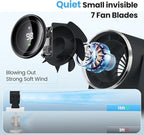 DURBESTER Small Desk Fan, 28dB Ultra-Quiet Desktop Air Circulator with 115° Adjustable Tilt, 100 Speeds, Rechargeable Battery, USB-Powered, Portable for Bedroom, Office, Kitchen, Travel -Bluish Black