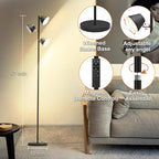 Pesken 42W LED Tree Floor Lamp, 4500 Lumens Dimmable Standing Lamp with Remote & Touch Control, Modern Super Bright 3 Rotatable LED Light Floor Lamps for Living Room, Bedroom, Office
