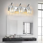FDPBY Modern Bathroom Vanity Light, 3-Light Chrome Wall Sconce with Crystal Accents, Over Mirror Bathroom Lighting Fixture, 23.62" Long Dimmable Vanity Lamp for Makeup, Easy Installation
