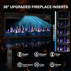 VITESSE Fireplace with TV Stand 36" inch Electric Fireplace Up to 80" TVs, LED Light Entertainment Center, 70" Modern Wood High Gloss with Highlight Storage Cabinet for Living Room (White)