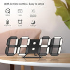 EDUP HOME 3D LED Clock Desk Alarm Clock Wall Clock with Remote Control, 9.7" LED Electronic Clocks, Snooze Model, Temperature, Night Light Auto/Custom Brightness