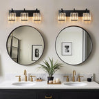 FDPBY Modern Bathroom Vanity Light 3-Lights Plating Black Vanity Light Crystal Wall Light Bathroom Light Fixtures