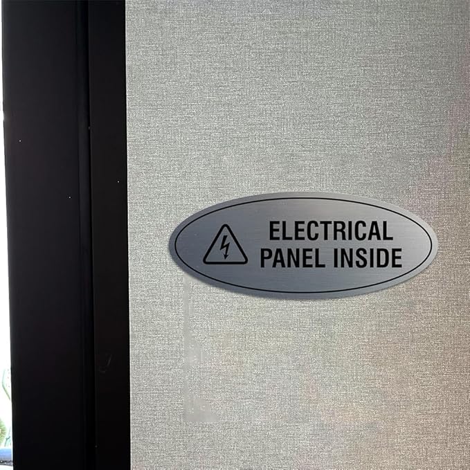 Signs ByLITA Oval Electrical Panel Inside Sign (Dark Brown) - Large 2 Pack
