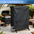 JINLI 70-75 inch outdoor TV trolley cover, courtyard TV cover, Oxford fabric waterproof and dustproof, triple windproof design, compatible with rolling/mobile stand