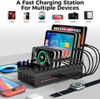 300W USB Charging Station for Multiple Devices, 24 Port USB C Fast Charging Station, Multi Device Charger Station Organizer Compatible with Tablet, Laptop, Cellphone, iPhone, iPad (300, Watts)