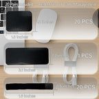 Under Desk Cable Management, Adjustable Hook and Loop Cord Ties, Reusable Wire Organizer, Low-Profile Cable Hider for Cord Management System (20)