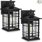 Motion Sensor Outdoor Wall Lights Black, Dusk to Dawn Outside Porch Lights Fixture Wall Mount, Waterproof Exterior Light Fixtures, 2-Pack Matte Black Wall Sconces Lantern for House Patio Garage
