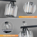 FDPBY Bathroom Vanity Lights 4-Light Plating Black Modern Crystal Vanity Light Fixtures Over Mirror Crystal Bathroom Vanity Lighting Fixtures