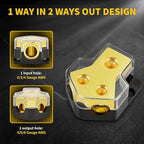 Bolipoeq 12V Power Distribution Block Car Audio 2 Way 0/2/4 Gauge in 4/6/8 Gauge Out, Quality Ground Distribution Block 12 Volt Amp Distribution Block Splitter for Automotive Car Marine Boat (2 Pack)