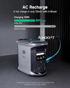 AMPACE Andes 1500 Portable Power Station with 100w Solar Panels 2400W(Surge 3600W), 1462Wh Solar Generator, LiFePO4 Battery, APP Control, Emergency Power for Home Backup, Camping, RV, Emergency