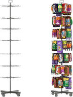 YEOOE Retail Display Racks 7 Tier Spinning Display Stand, Movable Shop Spinner Rack with Hooks, Retail Display Stand for Jewelry Keyring Hats Socks Toys (Black)
