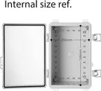 Gratury Junction Box, IP67 Waterproof Plastic Enclosure for Electrical Project, Hinged Grey Cover, Includes Mounting Plate and Wall Bracket (Transparent Cover, 11.4"×7.5"×5.5")