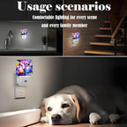 FSHVQKD Colorful Cat Face Night Light,Plug Into Wall Decor for Stairway,Hallway,Kitchen,Dusk to Dawn Sensor Nightlights for Boys/Girls/Women/Men Room Gifts