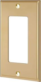 ENERLITES Decorator Switch or Outlet Metal Wall Plate, Stainless Steel Outlet Cover, Corrosion Resistant, Size 1-Gang 4.50" x 2.76", Stainless Steel 201, 7731-PB, Polished Brass, Gold
