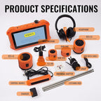 PQWT Underground Water Leak Detectors PQ125E All Scenario and Gas Wall Pipe Water Leakage Detection with Touchscreen Earphone and Carrying Case Multi Sensor Acoustic Pipeline Sound Intensifier