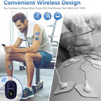 KingPavonini Wireless TENS Unit, Muscle Stimulator for Pain Relief, Portable Rechargeable TENS EMS Machine, LED Screen, Remote, Dual Channel 6 Modes 16 Intensity Massager, Charging Case (Blue)