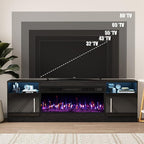 VITESSE Fireplace with TV Stand 36" inch Electric Fireplace Up to 80" TVs, LED Light Entertainment Center, 70" Modern Wood High Gloss with Highlight Storage Cabinet for Living Room (Black)