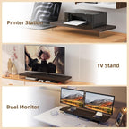 Dual Monitor Stand Riser, 40" Large Computer Monitor Stands for 2 Monitors, Wooden Desktop Organizer Shelf for Office Desk Computer, Laptop, TV, Monitor, Printer