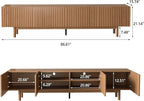 gaoyangjiaju 86.61" Wooden TV Cabinet with Open Shelving, Removable Divider and Cable Management (Pedestal 15.74" D x 86.61" W x 17.5" H) (Legs15.74 D x 86.61" W x21.14 H)