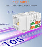 Rapink RJ45 Keystone Jack Cat6 10G Support, Keystone Jacks UTP 25 Pack for Wall Plate and Patch Panel, Rj45 Keystone 90 Degree White Color for Cat6, Cat5e, Cat5 Cabling