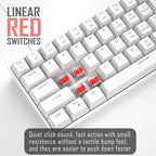 Camiysn 60% Mechanical Gaming Keyboard, White Gaming Keyboard with Red Switches, Detachable Type-C Cable Mini Keyboard with Blue LED Light for/PC/Laptop