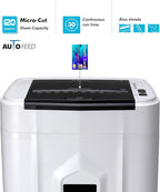 Aurora Professional Grade 120-Sheet Auto Feed Micro-Cut Paper and Credit Card Shredder with 5 Gallon Pullout Basket / 30 Minutes/Security Level P-4 (White/Black)
