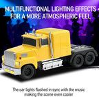WSTER American Truck Bluetooth Speaker with HD Sound, TWS Pairing, LED Party Light, Operation Panel, Built-in Mic, Portable Car Model Speaker for Parties, Beach, Outdoor Activities (Yellow)