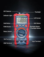 AstroAI Multimeter Tester, TRMS 4000 Counts Volt Meter Auto-Ranging Ohmmeter Digital 1.5v/9v/12v Battery Voltage Tester Measure Voltage Current Resistance Diodes Continuity Capacitance with NCV