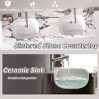 40IN Bathroom Vanity - Smart Defogging Mirror Cabinet | Waterproofing Technology & Wave Shaped Door Panel, Floating Bathroom Vanities with Large Storage Space (Mirror)