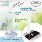 OttLite® Prevention LED Desk Lamp With Wireless Charging, 19-1/2"H, White