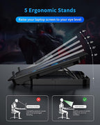 AICHESON Laptop Cooling Pad for 12-15.6 Inch, 6 Cooler Fans with Blue Lights, Laptop Cooling Stand with 2 USB Ports (Blue)