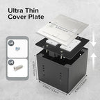 Vagueior Recessed Flat Hidden Floor Electrical Outlet Box Kit,Stainless Steel Cover with 4 * 20A Tamper-Resistant Receptacle Outlet and 5V/4.8A USB Port,UL Certified,Silver