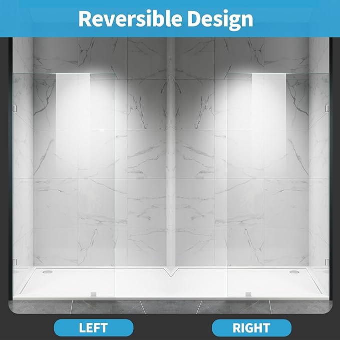 Shower Glass Panel, 32" W x 78.75" H Fixed Shower Screen Panel with 3/8"(10mm) SGCC Clear Tempered Glass, Frameless Walk in Shower Door for Bathroom (Chrome, 32" W x 78.75" H)