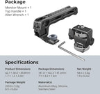 SMALLRIG Top Handle with Monitor Mount Kit, with 3/8"-16 Locating Holes for ARRI, 5 Built-in Cold Shoe, 360° Swivel and 180° Tilt Adjustable Monitor Holder with Thumbscrew, Anti-Twist Design - 5322