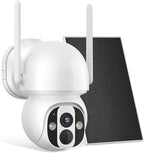 Solar Security Camera Outdoor Wireless WiFi Pro, 4MP Color Night Vision, AI/PIR Motion Detection, 360 PT, 2-Way Audio, IP66, 2.4/5GHz, SD/Cloud Storage, Works with Alexa, Mobile App & Base-station