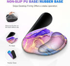 Gaming Mouse Pad, Large Desk Mat, Cute Desk Pad Protector, 4in1 XXL Mousepad + Keyboard Wrist Rest+Mouse Wrist Rest+Coaster Set with Ergonomic Desk Pad for Home Office PC Computer, Colorful Marble