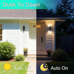 Motion Sensor Outdoor Wall Lights with Dusk to Dawn, E26 Dimmable LED Bulbs Included, Black Aluminum Up & Down Waterproof Porch, Patio, Garage, Garden, Front Door, ETL Listed 2 Pack